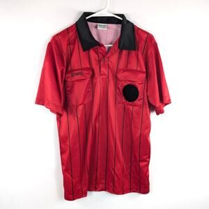 Olympus Size S Referee Shirt Unisex Red Black Striped Soccer Jersey Official